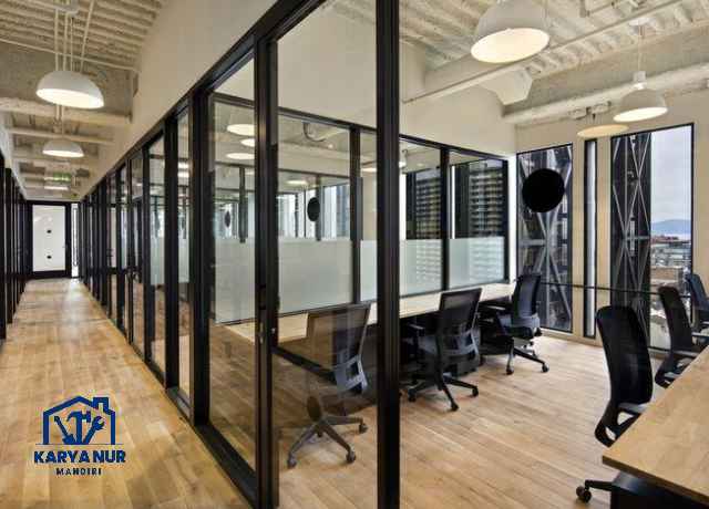 Tukang aluminium kaca Kebumen jagonya partisi kantor, dijamin kedap suara 100%