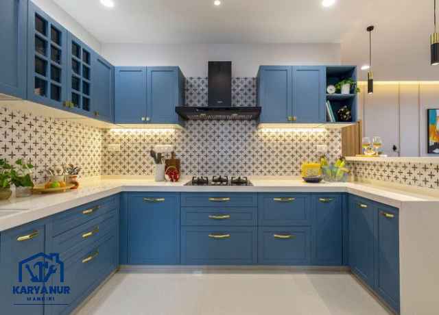 Custom kitchen set Pondokgede Bekasi backsplash keramik motif mozaik