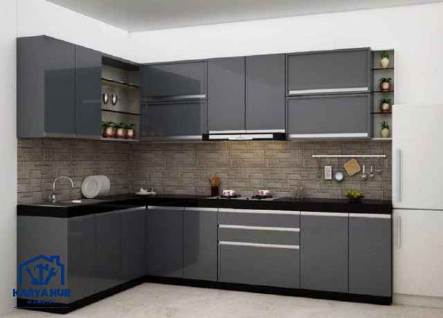 Custom kitchen set Babelan Bekasi bahan ACP kuat cuaca lembab