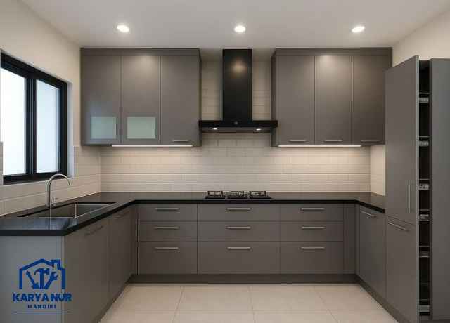 Custom kitchen set Babelan Bekasi bahan ACP kuat cuaca lembab