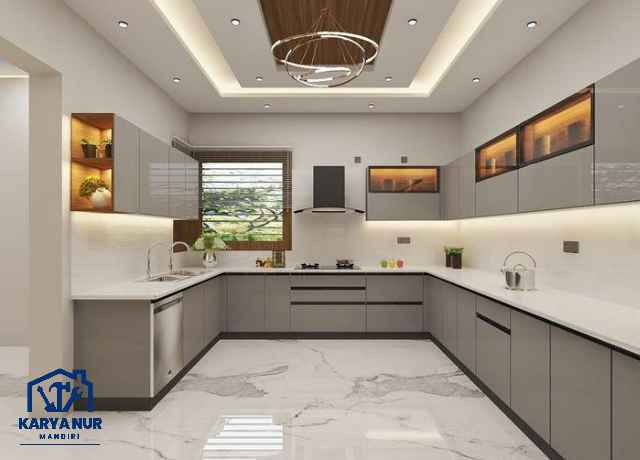 Custom kitchen set Bintara Bekasi Barat material PVC board tahan air