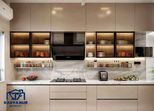 Kitchen PVC Kombinasi Kaca: Tampilan Luas untuk Dapur Mungil area Cibubur
