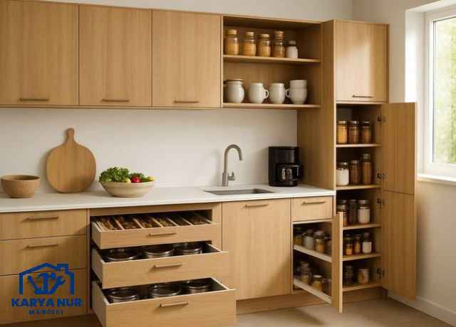 Kitchen PVC Motif Kayu: Trik Bikin Dapur Klasik Tapi Tahan Air area Cipayung