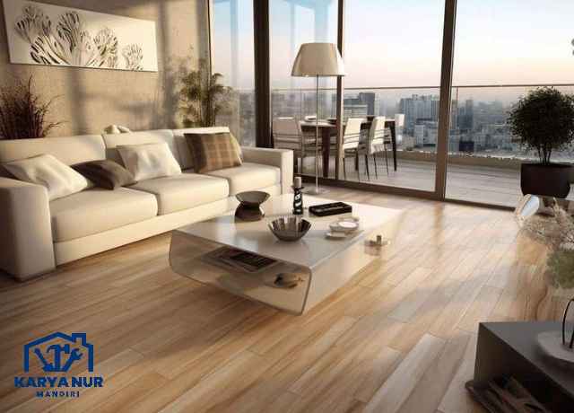 Jasa Vinyl Lantai Ruang Tamu Mewah, Tamu Pasti Betah area Cikarang