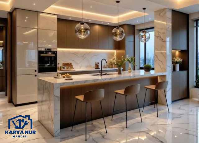 Rahasia Dapur Sultan: Desain Kitchen PVC Marmer yang Ramah Kantong area Cilandak