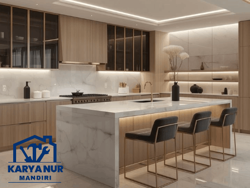 Kitchen Set HPL Jakarta Pusat: Motif Marmer Mewah, Harga Kaki Lima!
