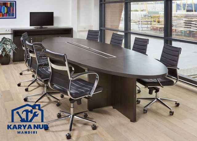 Custom Meja Rapat Oval Kantor Sempit Hemat Ruang di Bekasi
