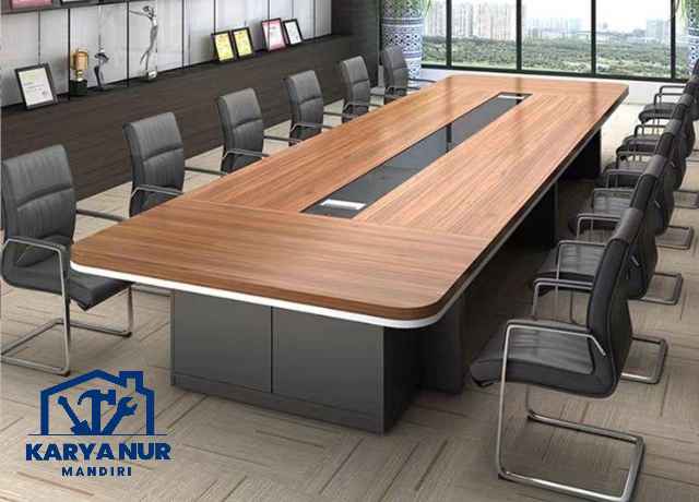 Meja Meeting Kantor Plus Stop Kontak & Jalur Kabel area Cibubur Jakarta Timur