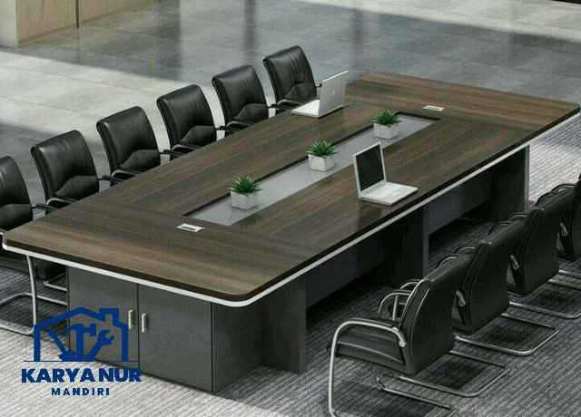 Meja Meeting Kantor Plus Stop Kontak & Jalur Kabel area Cibubur Jakarta Timur