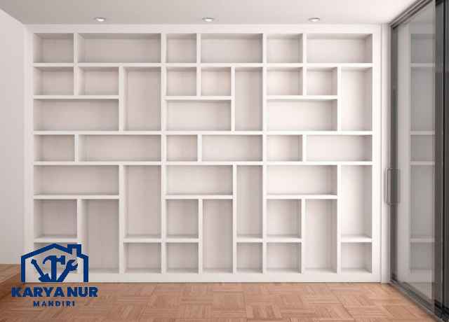 Lemari Rak Minimalis HPL Putih Glossy Koleksi Action Figure