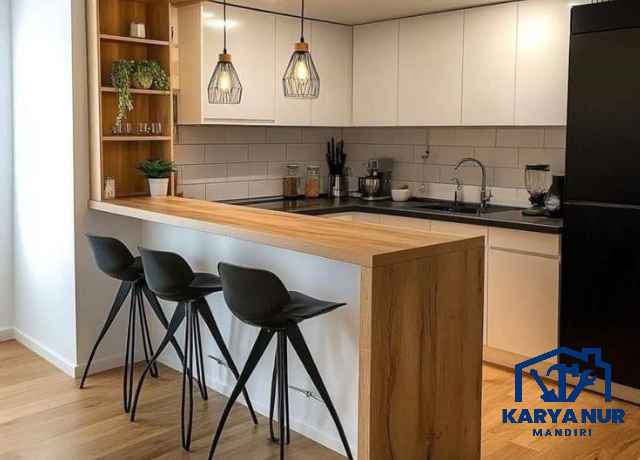 Meja Bar Dapur Apartemen Studio Minimalis Custom Size