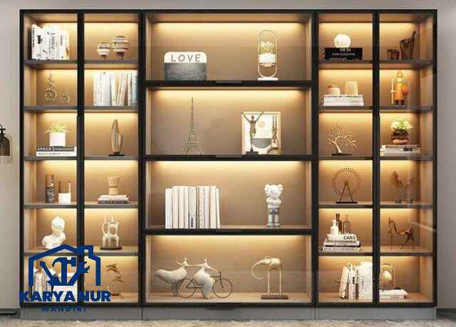 Harga Lemari Hias Ruang Tamu Mewah Full Kaca di Kemayoran Jakarta Pusat