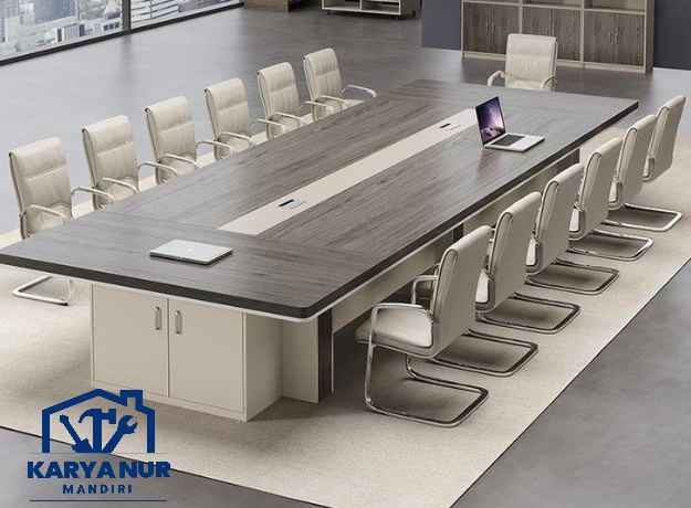 Custom meja meeting Jakarta Pusat hpl jalur kabel rapi