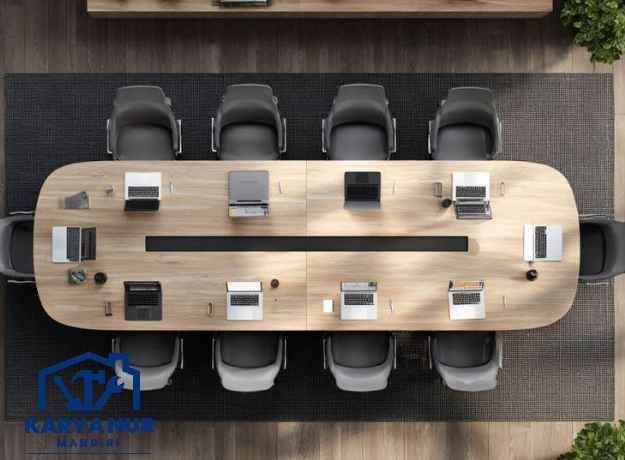 Custom Meja Meeting Jakarta Barat HPL 10 Orang Mewah