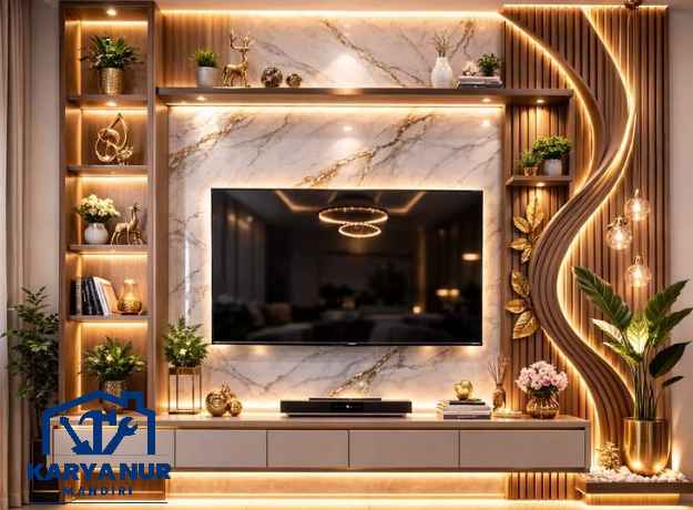 Jasa backdrop tv Jatiasih Bekasi Custom Gratis Pasang