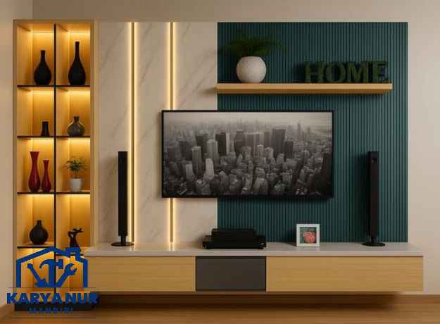 Jasa custom backdrop TV Depok minimalis harga murah