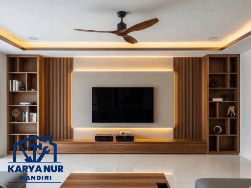 Jasa custom backdrop TV Tangerang minimalis harga terbaru