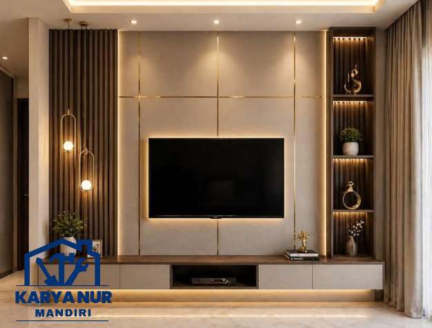 Jasa lemari tv Depok – ruang tamu mewah elegan