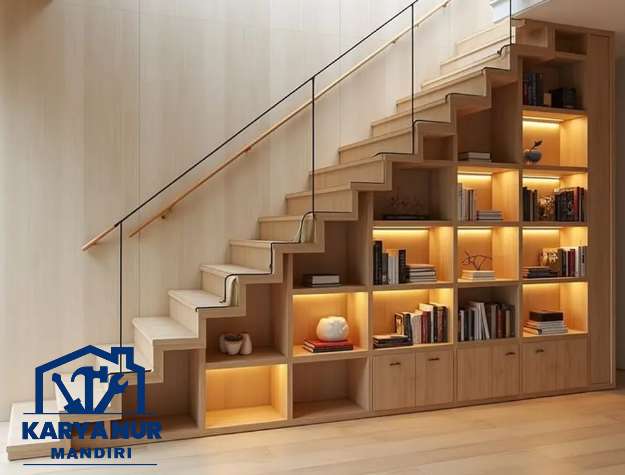 Lemari bawah tangga custom Bekasi HPL mewah Termurah