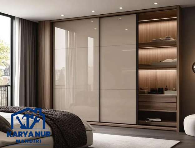 Lemari pakaian custom Tangerang pintu sliding murah dan mewah