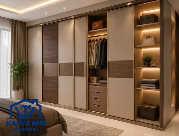 Lemari pakaian custom Tangerang pintu sliding murah dan mewah